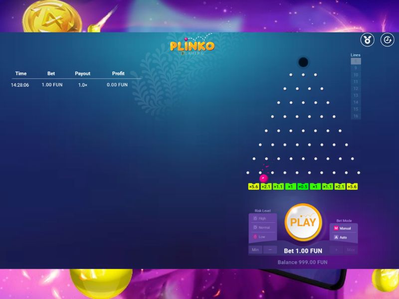 Características do Plinko online