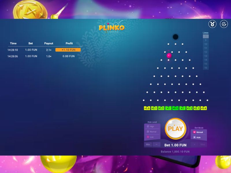 Funcionalidades do Plinko online