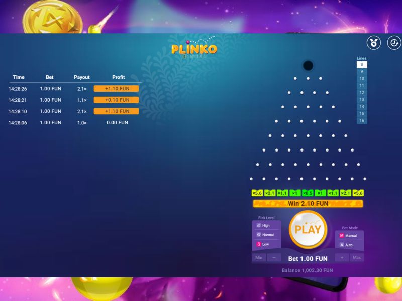 Jogar Plinko gratuitamente